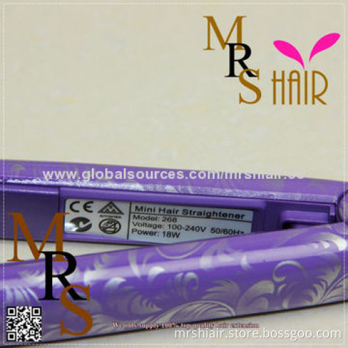Purple Color Mini Straightening Irons, Portable Ceramic Hair Straighteners